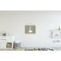 Eend - Konijnoren - Grijs textielposter latten blank klein -kinderkamer