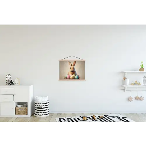 Paashaas - Pastel - Eieren textielposter latten blank klein -kinderkamer