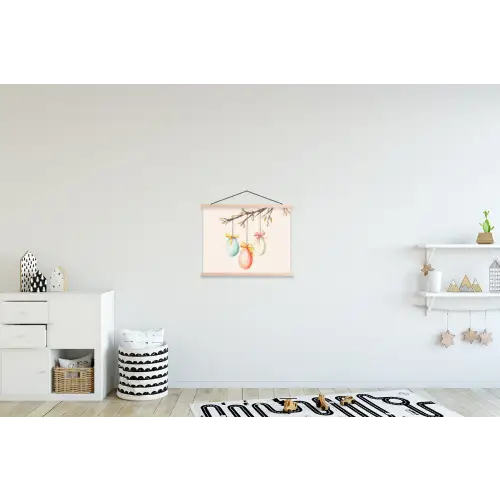 Paastak - Strikje - Eieren textielposter latten blank klein -kinderkamer
