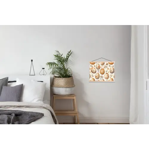 Paaseieren - Bruin - Bloemen textielposter latten blank klein -woonkamer