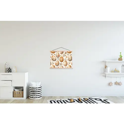 Paaseieren - Bruin - Bloemen textielposter latten blank klein -kinderkamer