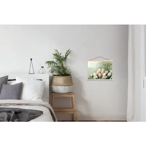 Paaseieren - Pasteltinten - Bloemen textielposter latten blank klein -woonkamer
