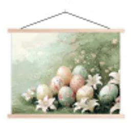 Paaseieren - Pasteltinten - Bloemen textielposter latten blank klein -3d