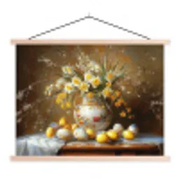Paaseieren - Stilleven - Vaas textielposter latten blank klein -3d