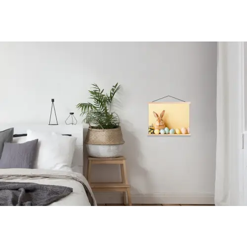 Eieren -  Konijn - Pasteltinten textielposter latten blank klein -woonkamer