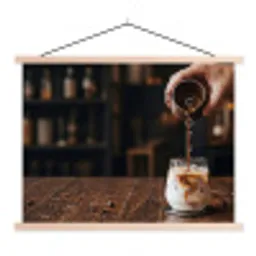 Espresso - Melk - Café textielposter latten blank klein -3d