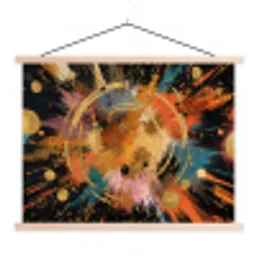 Explosie - Verfstructuur - Goud - Abstract textielposter latten blank klein -3d