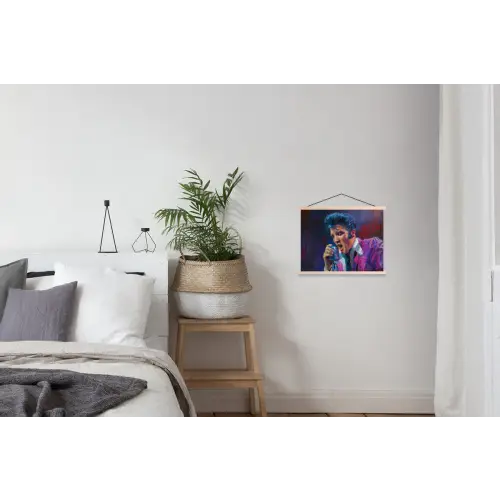 Expressief - Microfoon - Paars textielposter latten blank klein -woonkamer