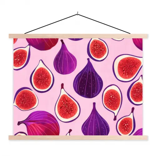 Vijgen - Roze - Paars textielposter latten blank klein -3d