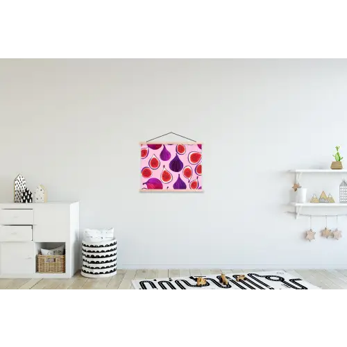 Vijgen - Roze - Paars textielposter latten blank klein -kinderkamer