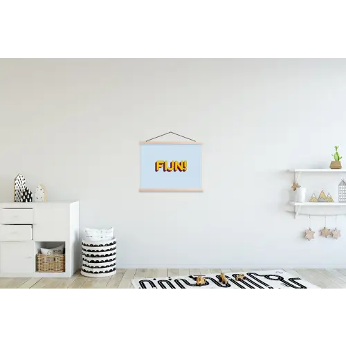 Fijn - Geel - Oranje textielposter latten blank klein -kinderkamer