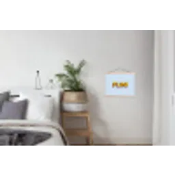 Fijn - Geel - Oranje textielposter latten blank klein -woonkamer