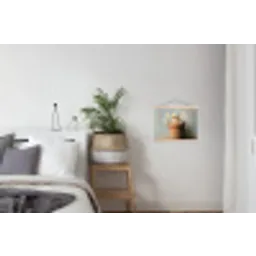 Bloempot - Kuiken - Bloemetjes textielposter latten blank klein -woonkamer