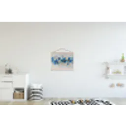 Bloemen - Blauw - Abstract textielposter latten blank klein -kinderkamer