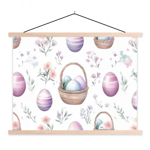 Bloemen - Paaseieren - Patroon textielposter latten blank klein -3d