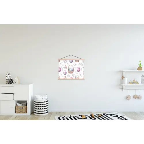 Bloemen - Paaseieren - Patroon textielposter latten blank klein -kinderkamer