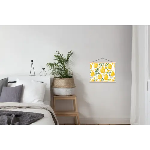 Bloemen - Paaseieren - Geel textielposter latten blank klein -woonkamer