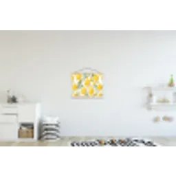 Bloemen - Paaseieren - Geel textielposter latten blank klein -kinderkamer