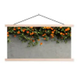Bloemen - Muur - Oranje textielposter latten blank klein -3d