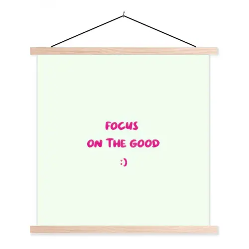 Focus - Beige - Roze - Smiley textielposter latten blank klein -3d