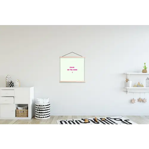 Focus - Beige - Roze - Smiley textielposter latten blank klein -kinderkamer