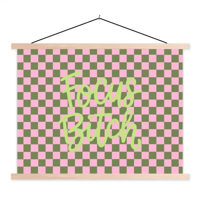 Focus - Vakken - Roze textielposter latten blank klein -3d