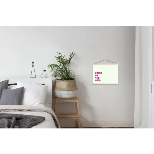 Focus on the good - Beige - Roze textielposter latten blank klein -woonkamer