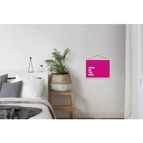 Focus on the good - Roze - Simple textielposter latten blank klein -woonkamer