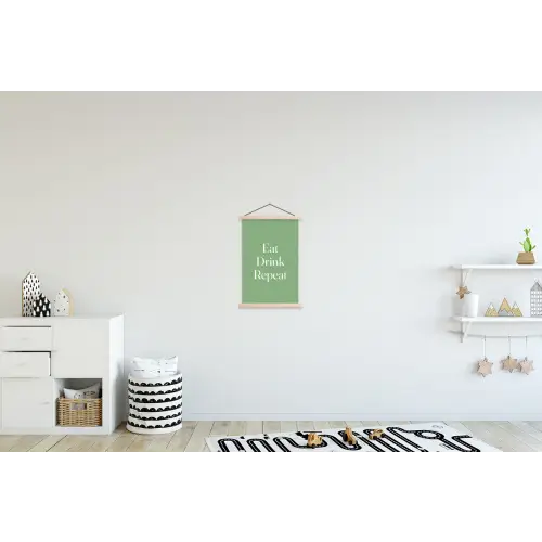 Eten - Drinken - Tekst - Mintgroen textielposter latten blank klein -kinderkamer