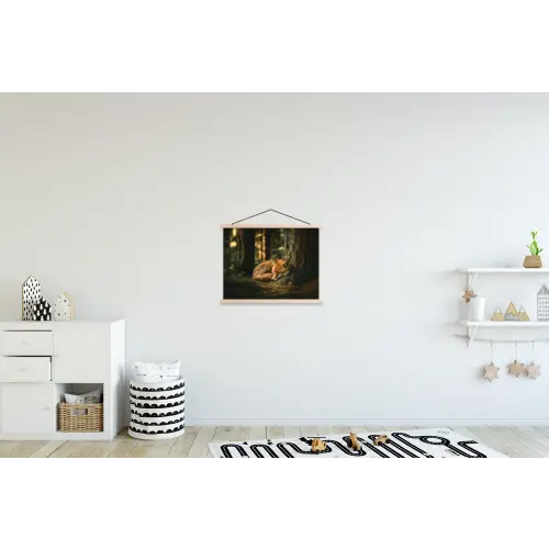 Vos - Bos - Slapen textielposter latten blank klein -kinderkamer