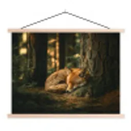 Vos - Bos - Slapen textielposter latten blank klein -3d