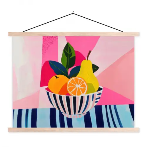 Fruit - Abstracte achtergrond - Roze textielposter latten blank klein -3d