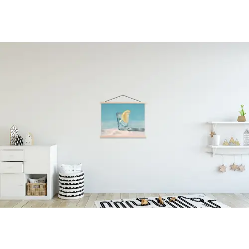 Glas - ijsblokjes - Citroen textielposter latten blank klein -kinderkamer