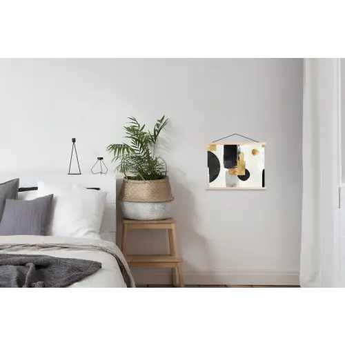 Goud - Rechthoeken - Cirkels - Abstract textielposter latten blank klein -woonkamer