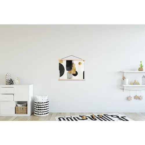 Goud - Rechthoeken - Cirkels - Abstract textielposter latten blank klein -kinderkamer