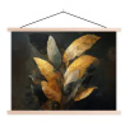 Gouden Bladcompositie – Botanische Luxe textielposter latten blank klein -3d
