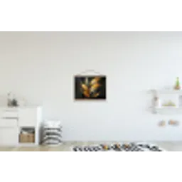 Gouden Bladcompositie – Botanische Luxe textielposter latten blank klein -kinderkamer