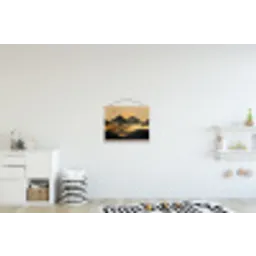 Gouden Bergen bij Maanlicht textielposter latten blank klein -kinderkamer