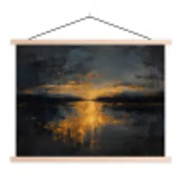 Gouden Reflectie op Water textielposter latten blank klein -3d