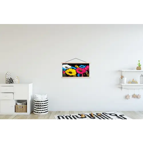 Graffiti - Bloemen - Kleur textielposter latten blank klein -kinderkamer