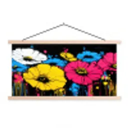 Graffiti - Bloemen - Kleur textielposter latten blank klein -3d