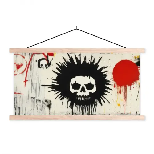 Graffiti - Schedel - Abstract - Rood textielposter latten blank klein -3d
