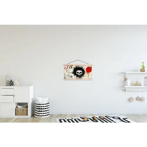Graffiti - Schedel - Abstract - Rood textielposter latten blank klein -kinderkamer