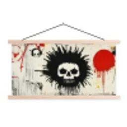 Graffiti - Schedel - Abstract - Rood textielposter latten blank klein -3d