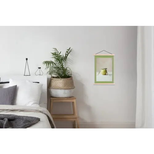 Groen - Appel - Strikje textielposter latten blank klein -woonkamer
