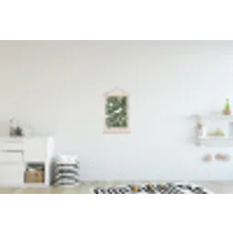 Groen - Vogel  - Bloemen textielposter latten blank klein -kinderkamer