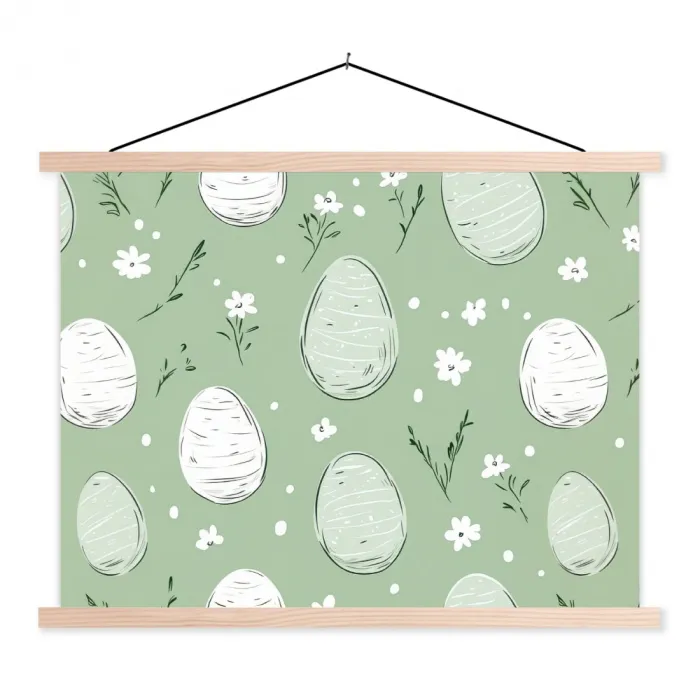 Groen - Eieren - Patroon textielposter latten blank klein -3d