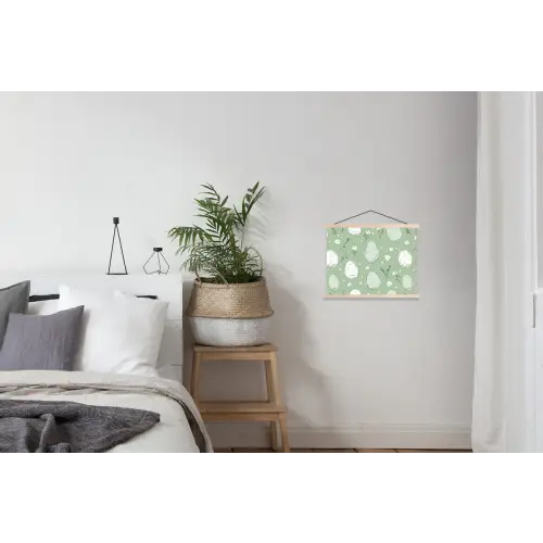 Groen - Eieren - Patroon textielposter latten blank klein -woonkamer