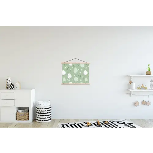 Groen - Eieren - Patroon textielposter latten blank klein -kinderkamer