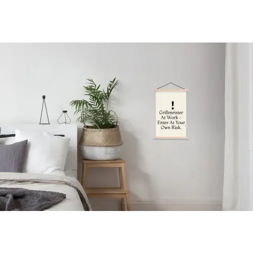 Grill - Uitroepteken - Zwart - Tekst textielposter latten blank klein -woonkamer
